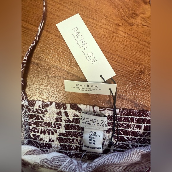 NEW NWT Rachel Zoe Brown Floral Linen Blend Smocked Crop Cami Top – Size XL - Picture 4 of 5